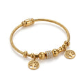 Luxury Gold-Tone Stainless Steel Tree of Life Charm Bracelet for Women