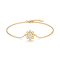 Elegant Gold-Tone Stainless Steel Bracelet with White Floral Charm for Women
