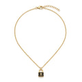 Gold Padlock Pendant Necklace with Black Charm