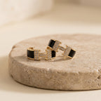 Black & Gold Crystal Hoop Earrings