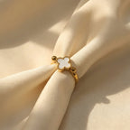 Gold-Tone Reversible Clover Ring for Women