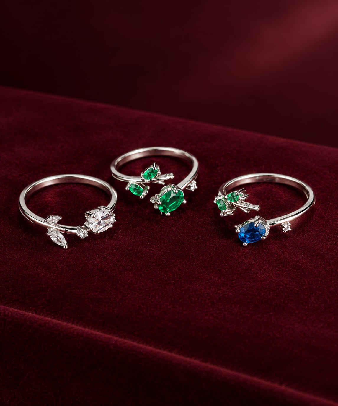 Elegant Silver-Tone Gemstone Ring for Women