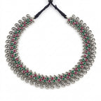 Traditional Oxidised Silver Necklace Set with Matching Jhumka Earrings