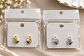 Elegant Floral Stud Earrings – Gold & Silver Tone