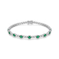 Elegant Silver-Tone Bracelet with Emerald Green and Clear Crystal Stones
