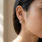 Elegant Gold-Tone Stud Earrings with Clear Crystal Accents