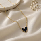 Black Heart Pendant Necklace – Gold Tone