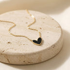 Black Heart Pendant Necklace – Gold Tone