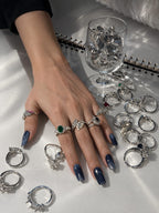 Elegant Blue Crystal Silver-Tone Ring Select any design