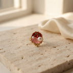Elegant Gold-Tone Floral Enamel Ring for Women