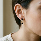 Black & Gold Crystal Hoop Earrings
