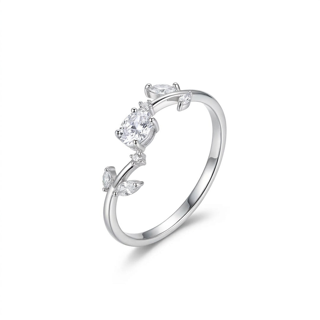 Elegant Silver-Tone Gemstone Ring for Women