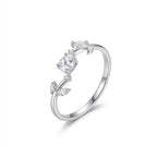 Elegant Silver-Tone Gemstone Ring for Women