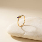 Elegant Gold-Tone Floral Gemstone Ring for Women