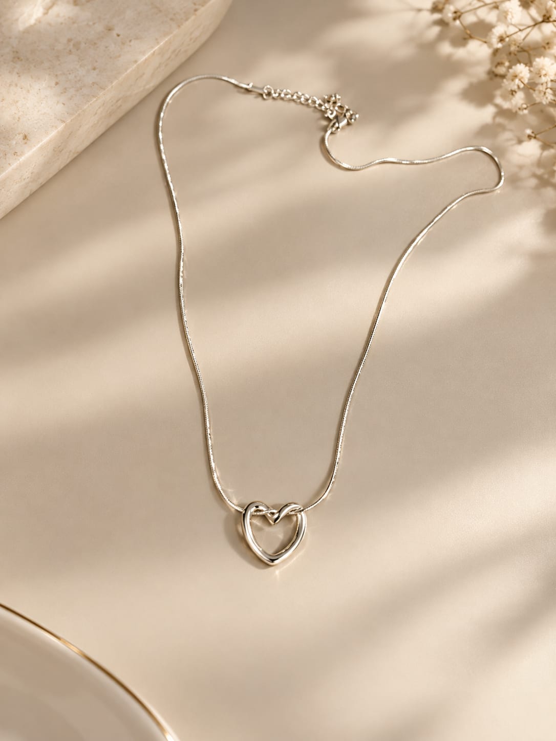 Black Heart Pendant Necklace with Gold-Tone Chain