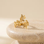 Elegant Gold-Tone Floral Ring Set for Women