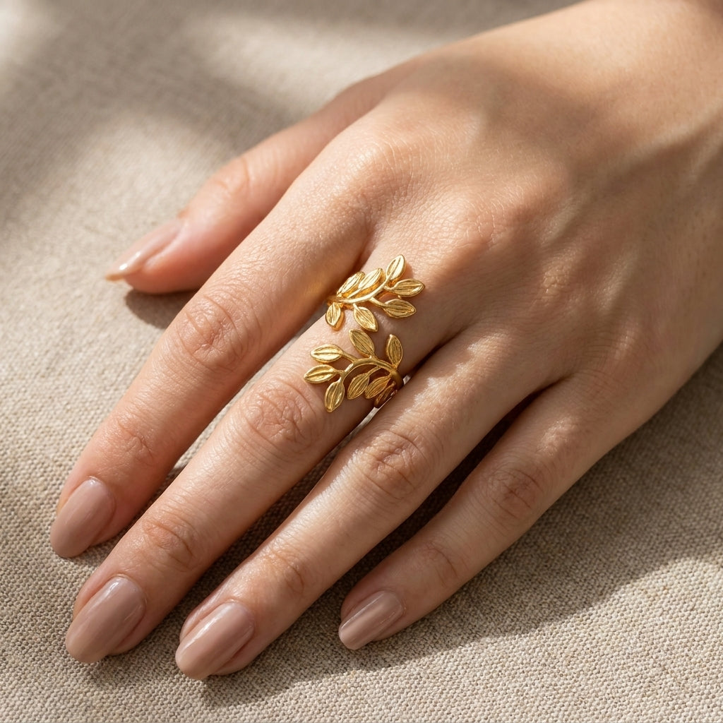 Elegant Gold-Tone Floral Ring Set for Women