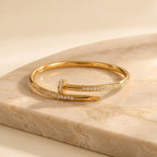 Elegant Gold-Tone Nail-Inspired Crystal Bracelet