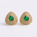 Elegant Gold-Tone Earrings with Emerald Green Stones