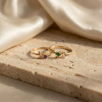 Elegant Gold-Tone Floral Gemstone Ring for Women