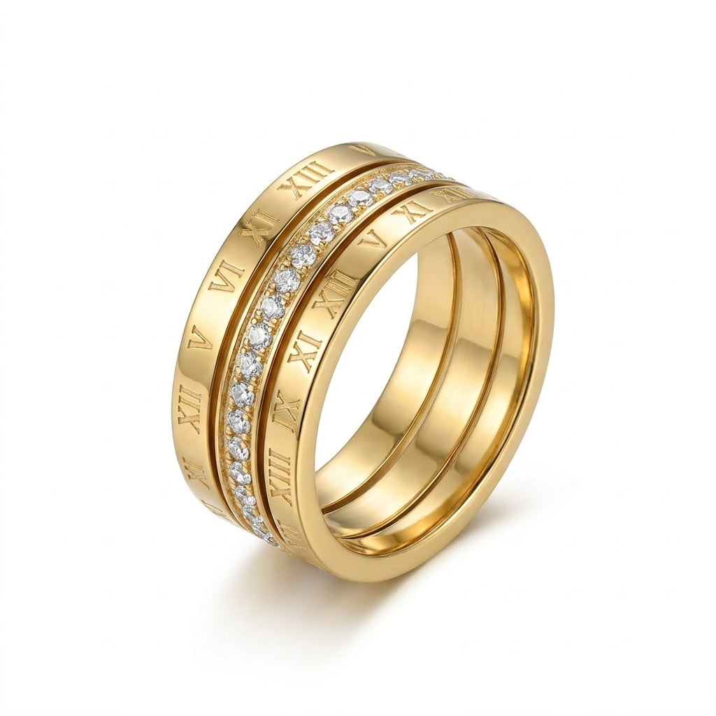 Elegant Gold-Tone Rhinestone Ring for Women