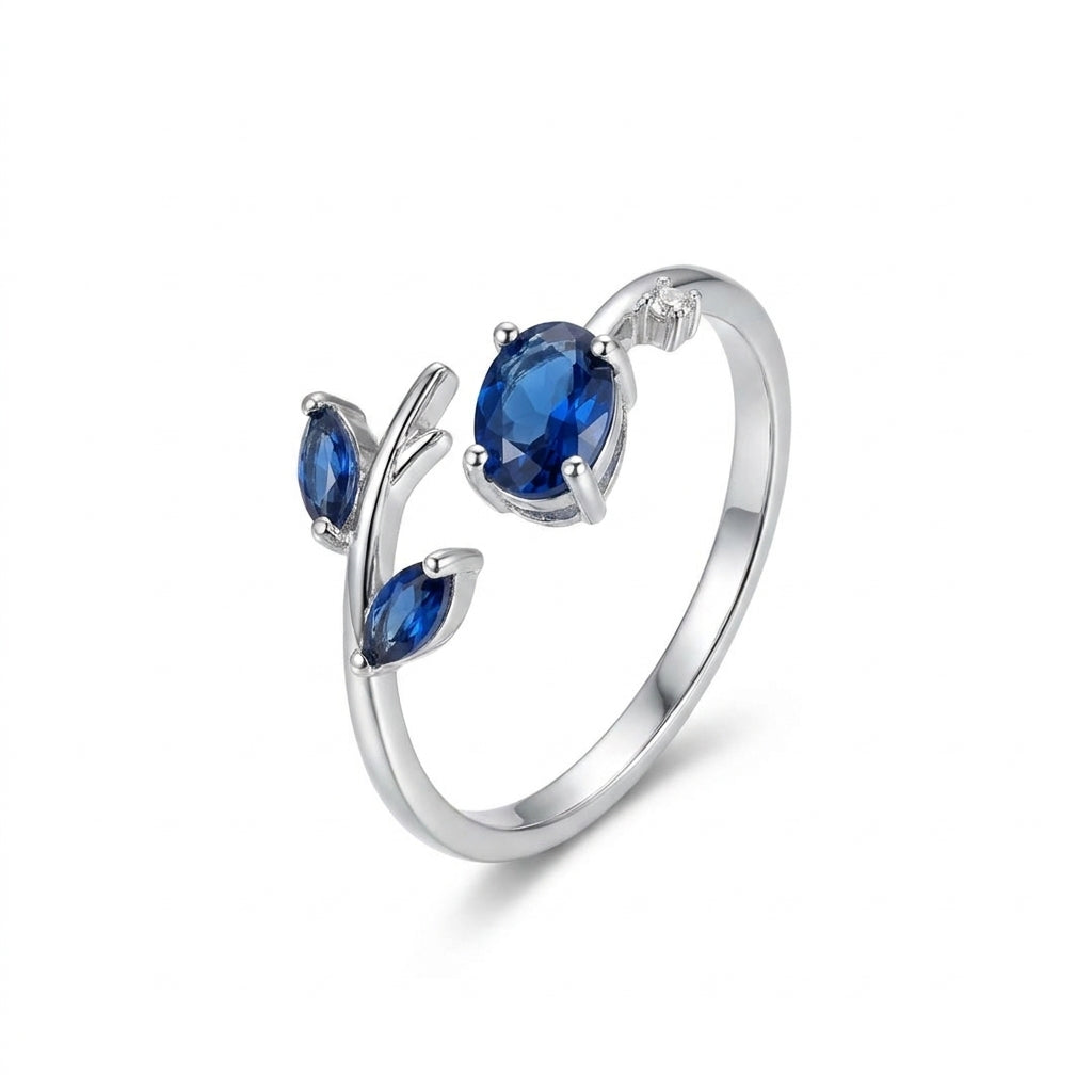 Elegant Silver-Tone Gemstone Ring for Women