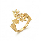 Elegant Gold-Tone Floral Ring Set for Women