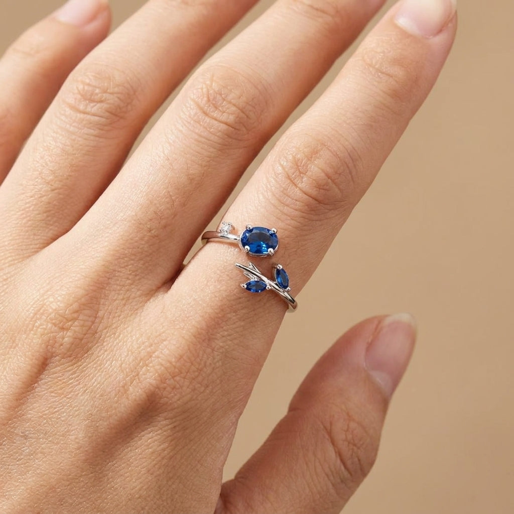 Elegant Silver-Tone Gemstone Ring for Women