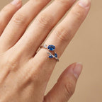 Elegant Silver-Tone Gemstone Ring for Women
