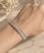Elegant Crystal-Studded Gold-Tone Hand Cuff Bracelet for Women