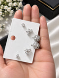 Elegant Silver-Tone Crystal Earrings Set