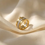 Elegant Gold-Tone Rhinestone Ring for Women