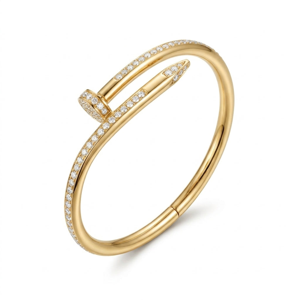 Elegant Gold-Tone Nail-Inspired Crystal Bracelet