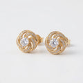 Elegant Gold-Tone Stud Earrings with Clear Crystal Accents