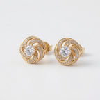 Elegant Gold-Tone Stud Earrings with Clear Crystal Accents