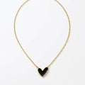Black Heart Pendant Necklace – Gold Tone