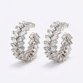 Elegant Silver Crystal Hoop Earrings