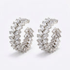 Elegant Silver Crystal Hoop Earrings