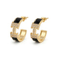 Black & Gold Crystal Hoop Earrings