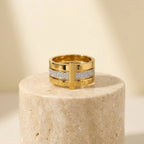 Elegant Gold-Tone Rhinestone Ring for Women