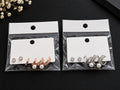 Elegant Pearl & Crystal Earrings Set – Gold & Silver Tone