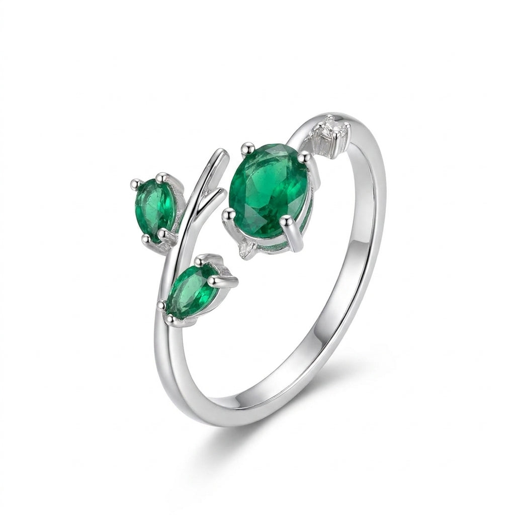Elegant Silver-Tone Gemstone Ring for Women