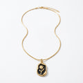 Gold and Black Floral Pendant Necklace