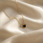 Gold Butterfly Pendant Necklace with Crystal Charm
