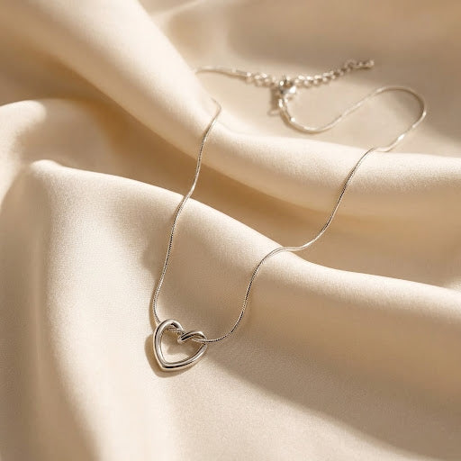 Black Heart Pendant Necklace with Gold-Tone Chain