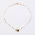 Gold Butterfly Pendant Necklace with Crystal Charm