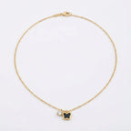 Gold Butterfly Pendant Necklace with Crystal Charm