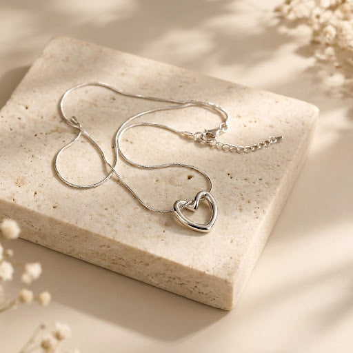Black Heart Pendant Necklace with Gold-Tone Chain