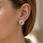 Elegant Turquoise & Gold Crystal Stud Earrings
